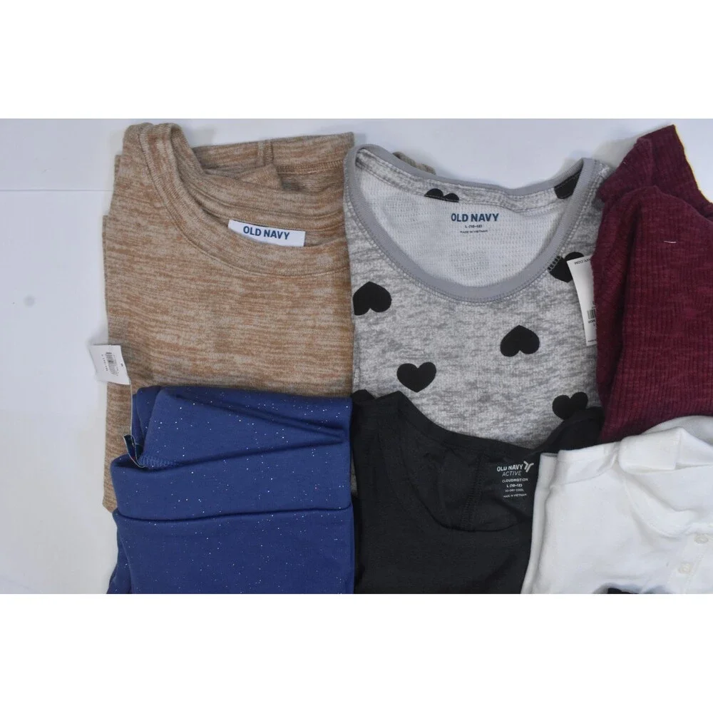 Old Navy Bulk Lot Of 10 Girls Size Large 10/12 Mixed Season Tops Bottoms Shorts